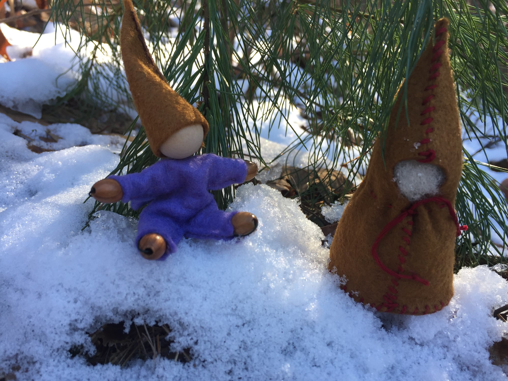 Felt Elves in Snow